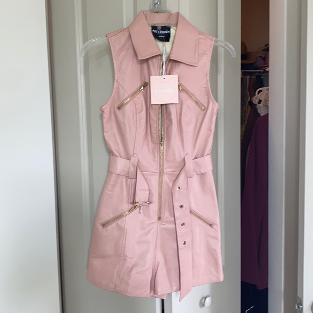 Kittenish Faux Leather Romper
